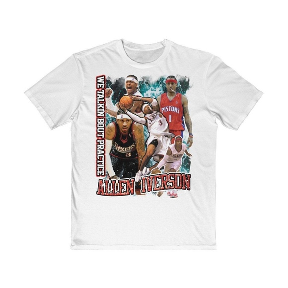 Vintage Style White Allen Iverson Basketball Tee - Picture 1 of 1